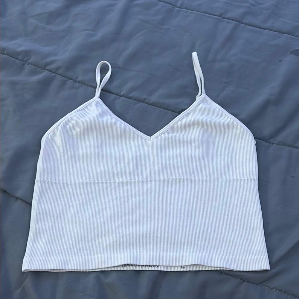 White Sleeveless Fitted Crop Camisole